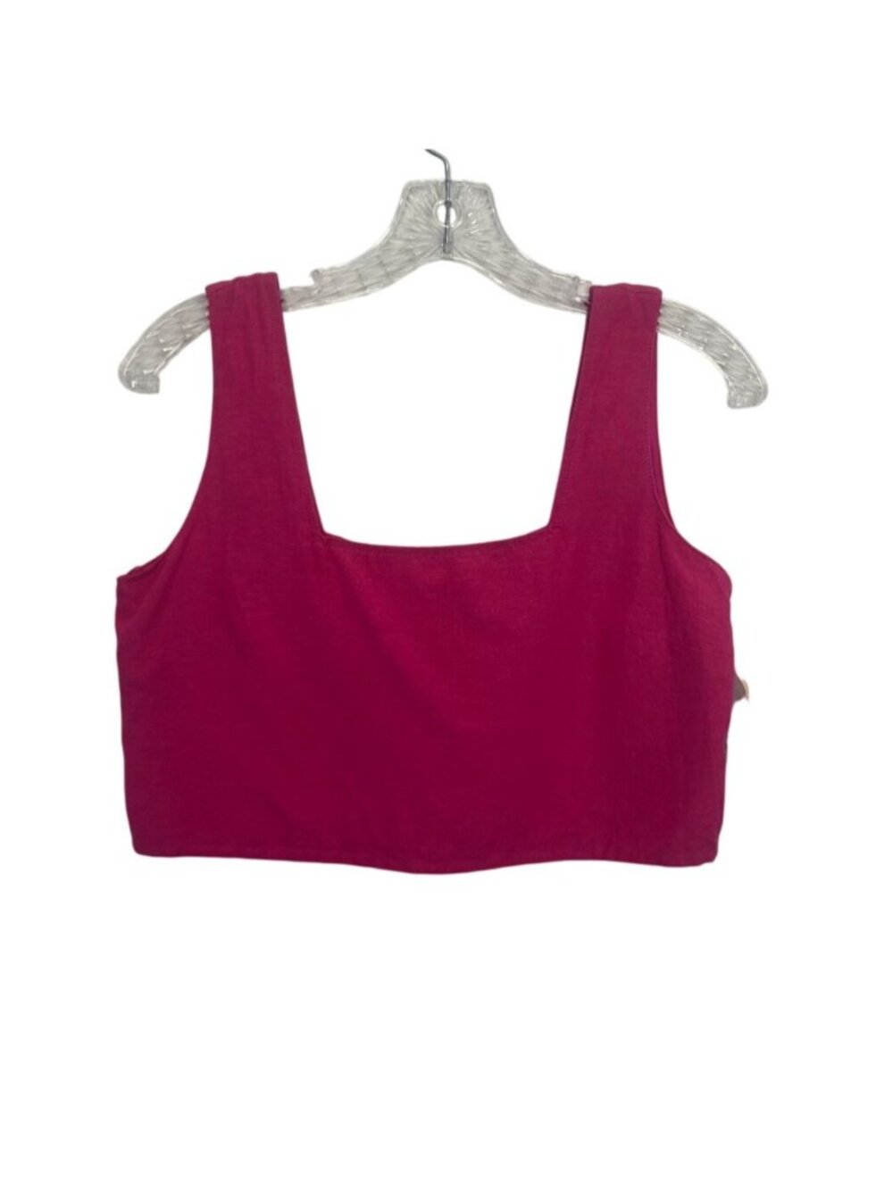 Midnight Sky Linen Blend Crop Tank Top Sleeveless Square Neck Medium Pink